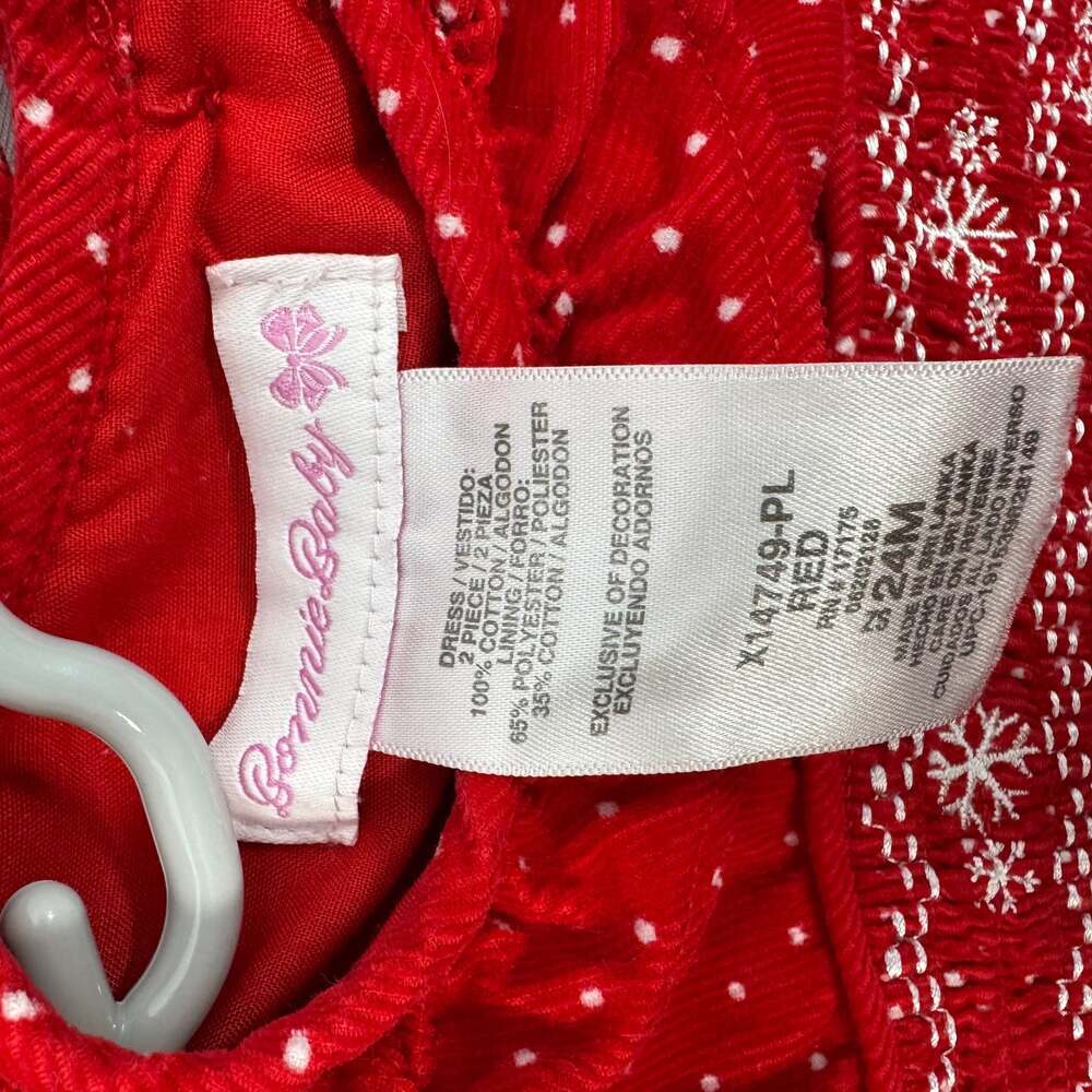 Bonnie Baby Boutique Red Corduroy Holiday Dress 24 Months - Picture 5 of 5